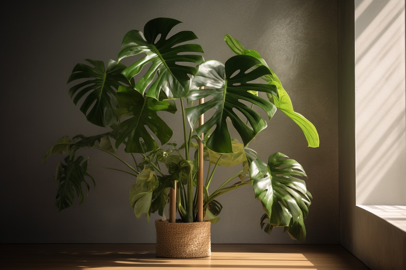 how to stake monstera with bamboo
