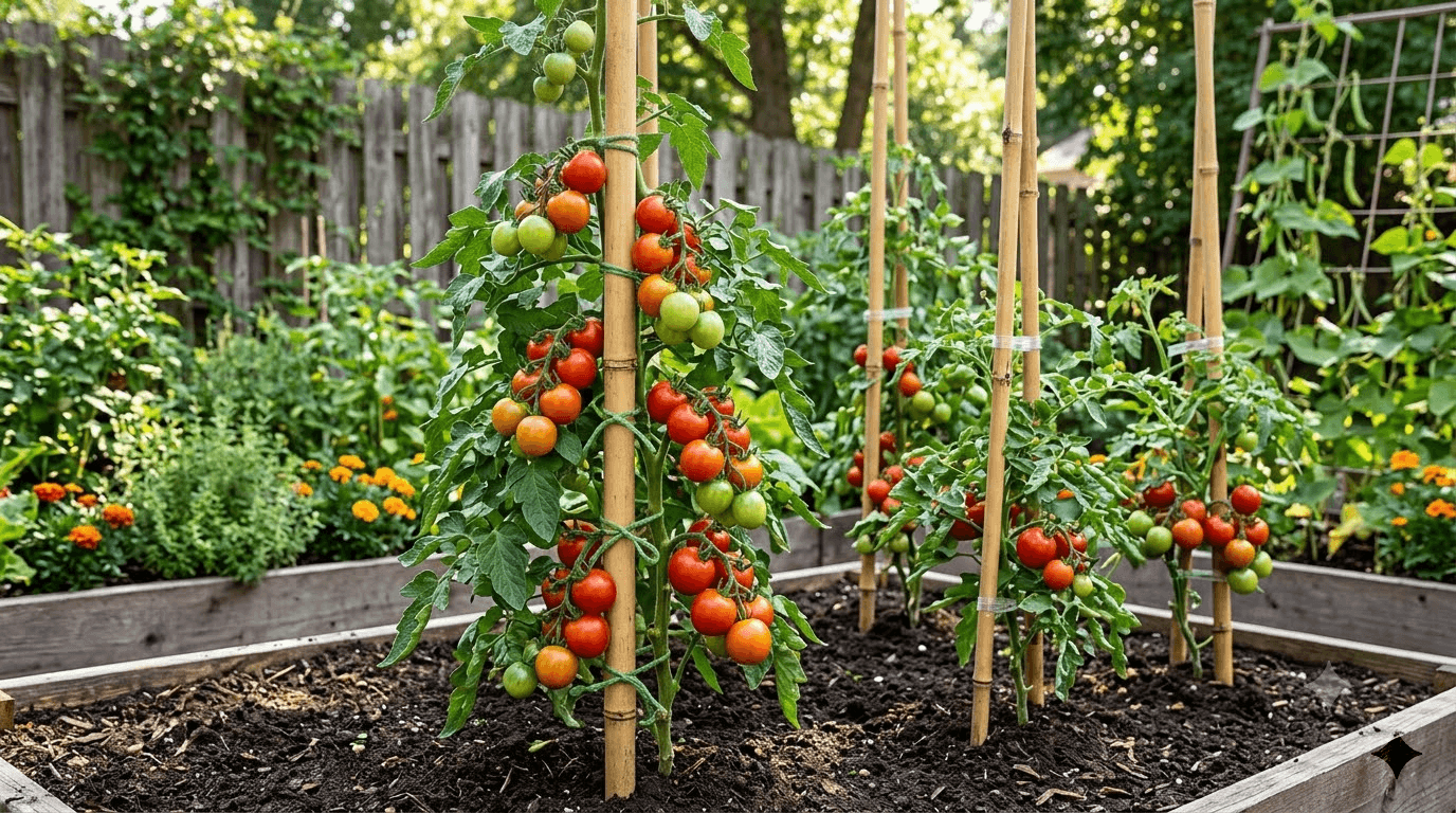 bamboo plant stakes tomatoes