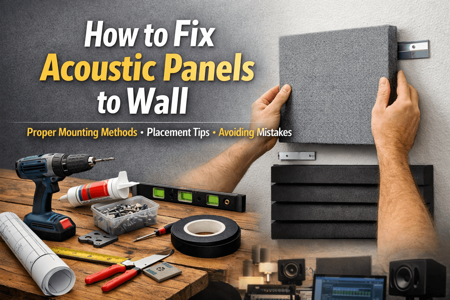 how to fix acoustic panels to wall