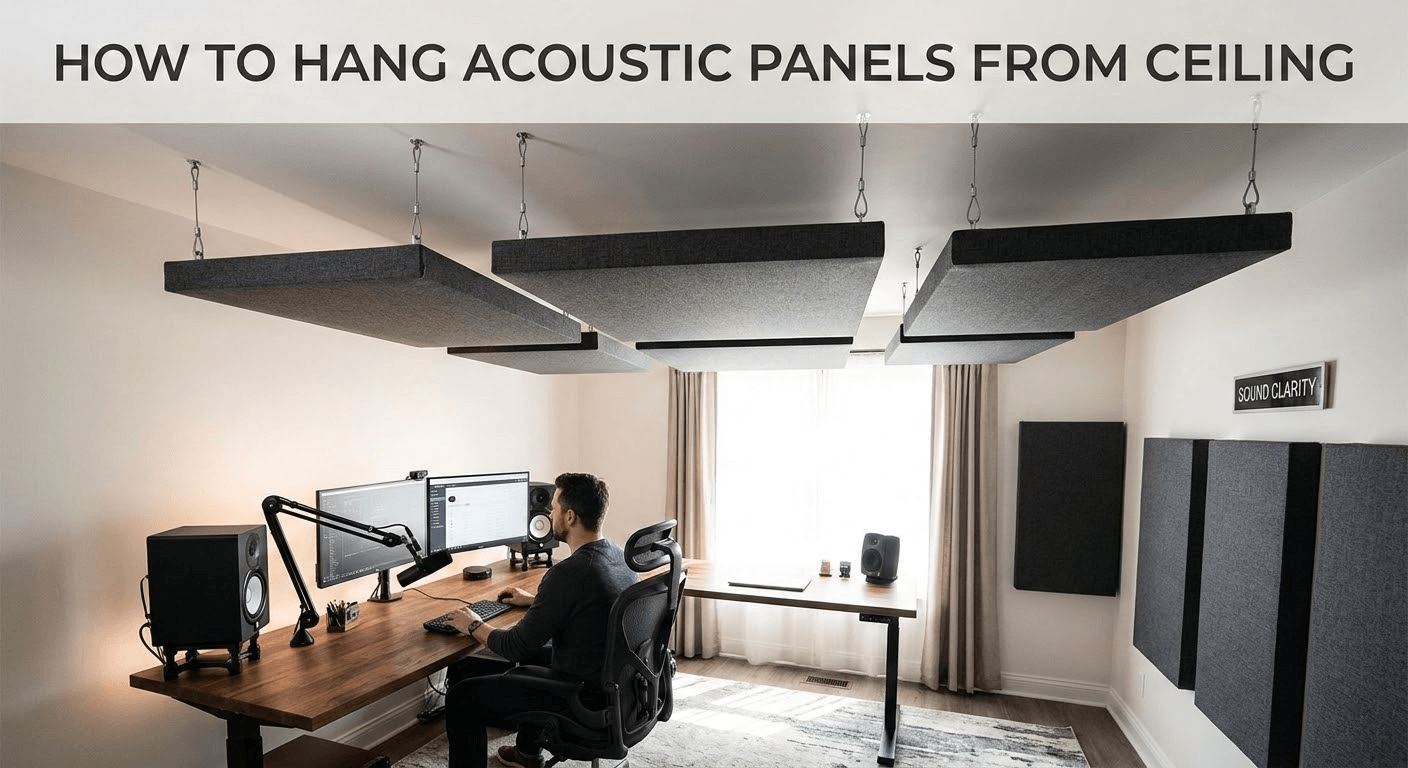 how to hang acoustic panels from ceiling