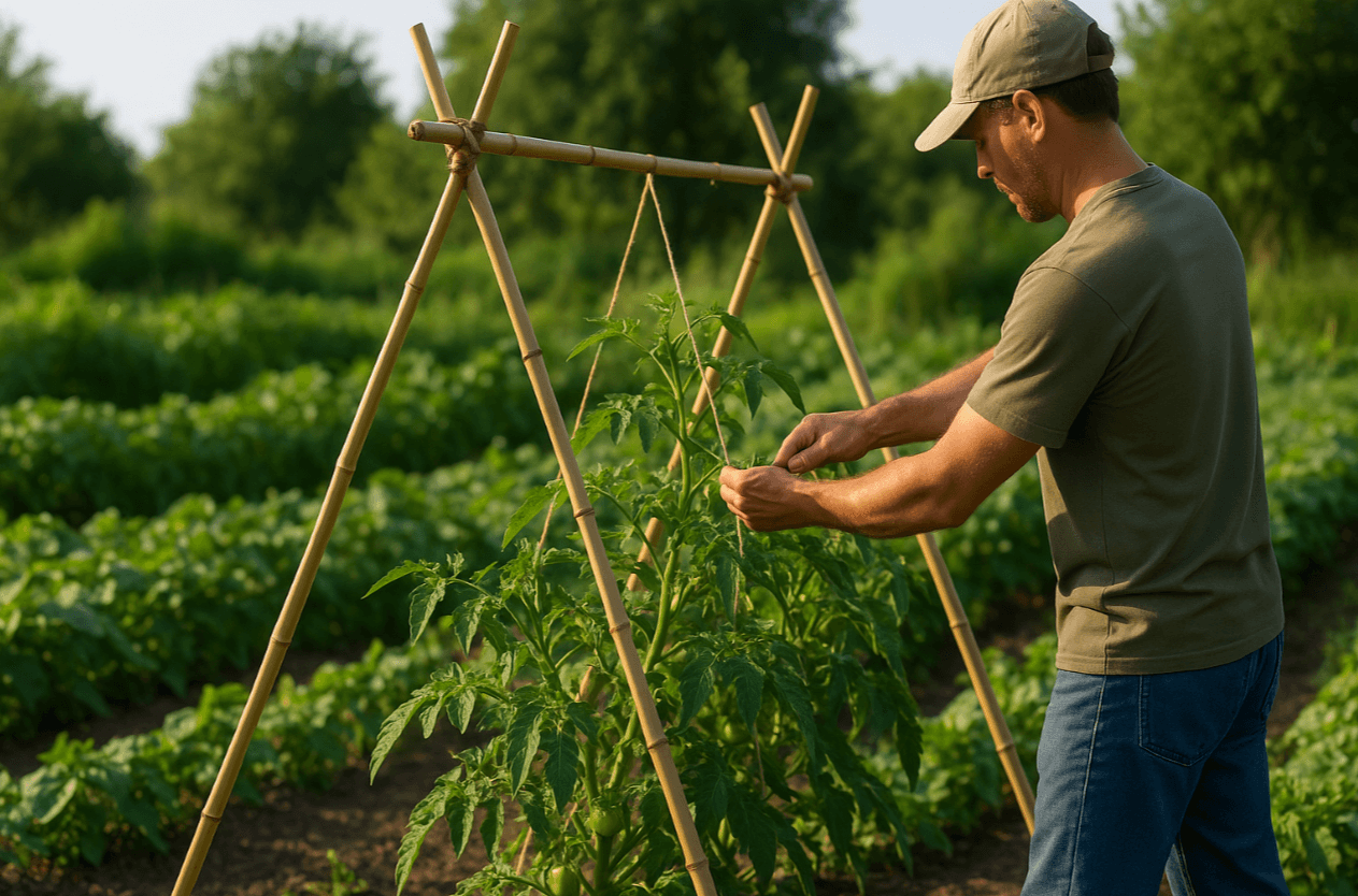 how to build a trellis with bamboo stakes
