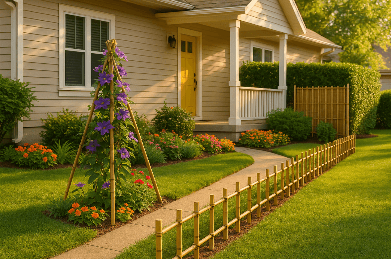 garden bamboo landscape stakes