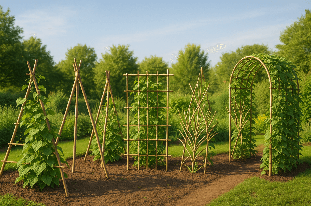 make a trellis from bamboo stakes