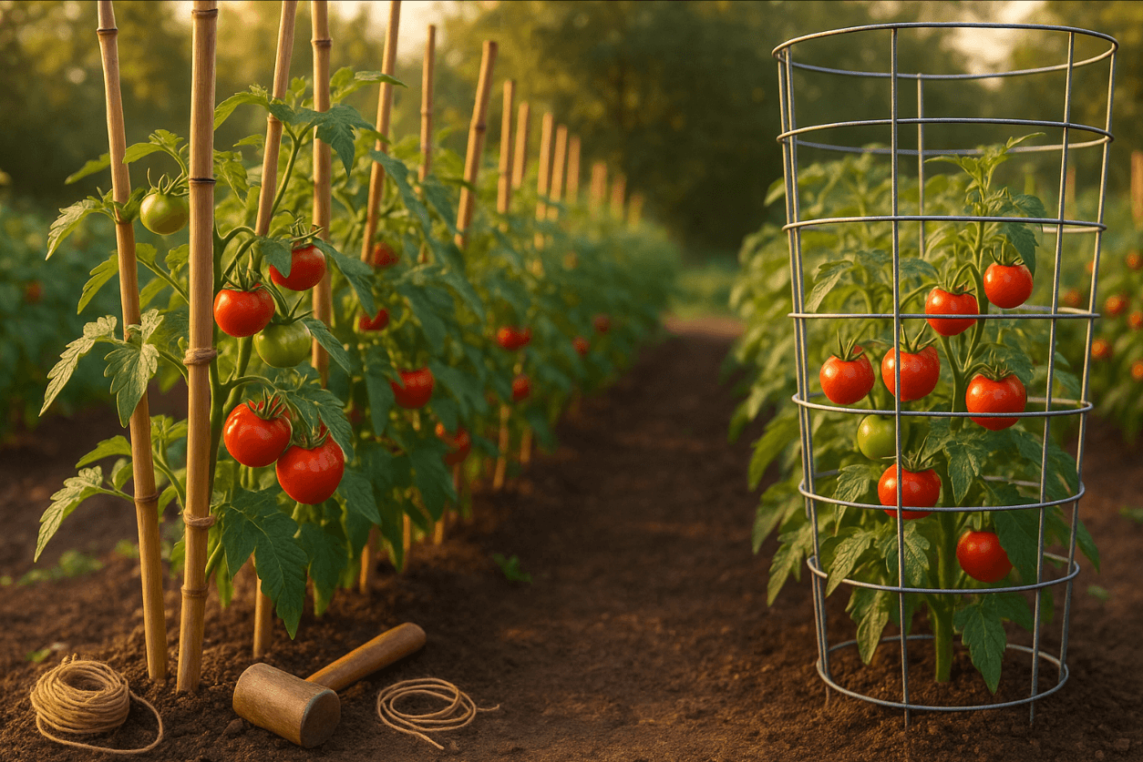 bamboo stakes vs tomato cages