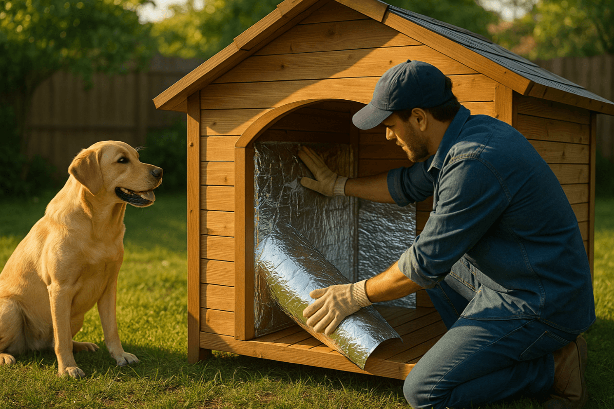 how to install reflective foil insulation on a dog house