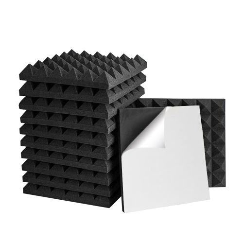 2 in. x 12 in. x 12 in. Sound Absorbing Panels With Double-Side Adhesive for Recording Studio 12-Pack