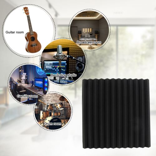 1 in. x 12 in. x 12 in. Sound Absorbing Panels With Double-Side Adhesive for Recoding Studio 12-Pack