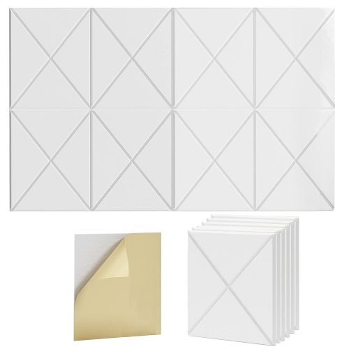 0.4 in. x 12 in. x 12 in. Fabric Square Self-Adhesive Sound Absorbing Acoustic Panels in White 12-Pack