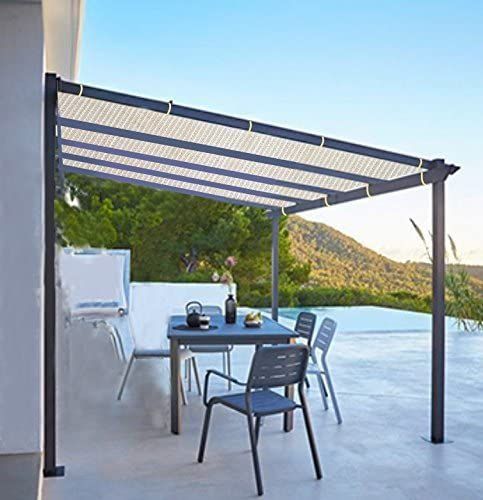 Shade Panel Block 90% of Sunlight with Ready-tie up Ribbon for Pergola Gazebo Porch 10x20ft