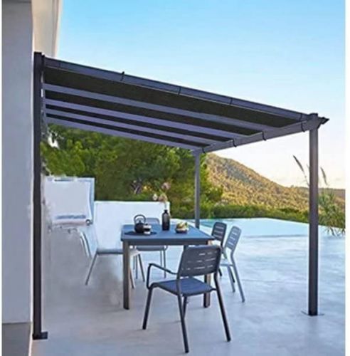 Shade Panel Block 90% of UV Rays with Ready-tie up Ribbon for Pergola Gazebo Porch, Black, 10x16ft