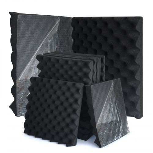 12 in.x 12 in.x 2 in.Composite Double Layer Sound Absorbing Acoustic Foam Black Self-adhesive for Home,Studio12-Pack