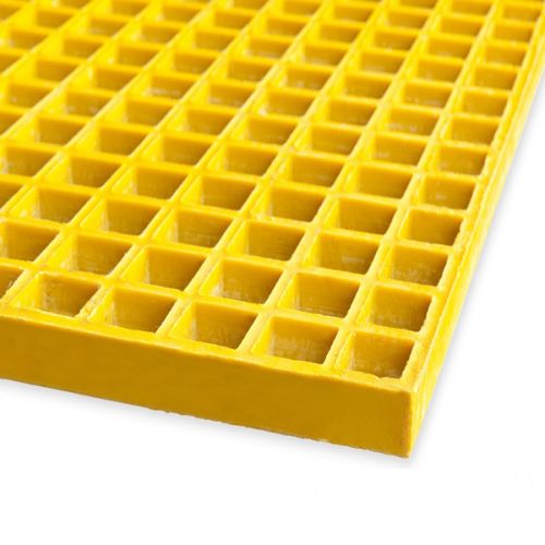 Fiberglass Molded Grating, 1.5''x1.5''x1'', 10.6''x10.6'', Yellow