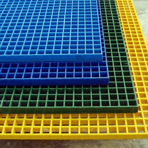 Fiberglass Molded Grating, 1.5"x1.5"x1", 2'x2', Green