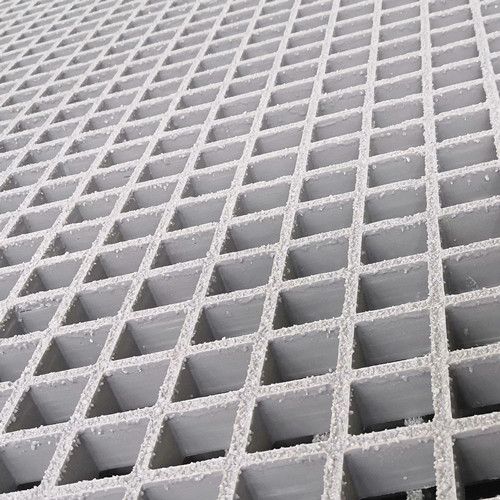 Fiberglass Molded Grating, 1.5"x1.5"x1", 2'x4', Gray, Gritted