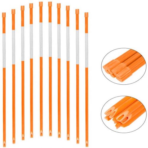 Diameter 6.35mm Hollow Snow Pole, Orange, 1.52m, Set of 10