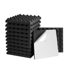 3 in. x 12 in. x 12 in. Sound Absorbing Panels With Double-Side Adhesive for Recording Studio 12-Pack