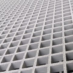 Fiberglass Molded Grating, 1.5''x1.5''x1'', 10.6''x10.6'', Gray，Gritted